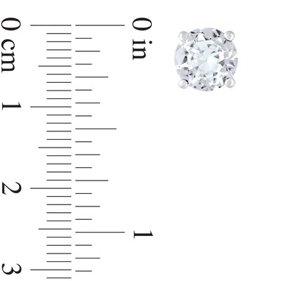 8.0mm Lab-Created White Sapphire Solitaire Stud Earrings in Sterling Silver