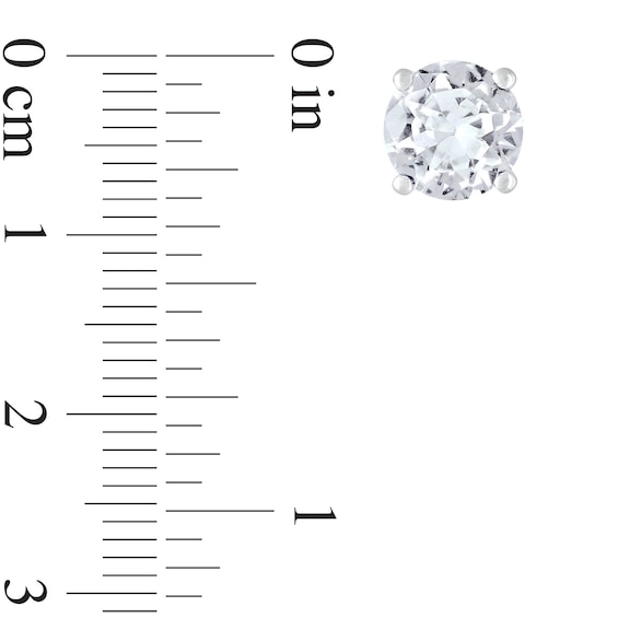 8.0mm Lab-Created White Sapphire Solitaire Stud Earrings in Sterling Silver