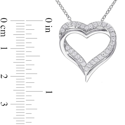 Lab-Created White Sapphire Interlocking Hearts Pendant in Sterling Silver