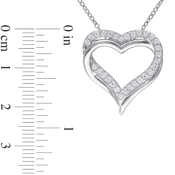 Lab-Created White Sapphire Interlocking Hearts Pendant in Sterling Silver