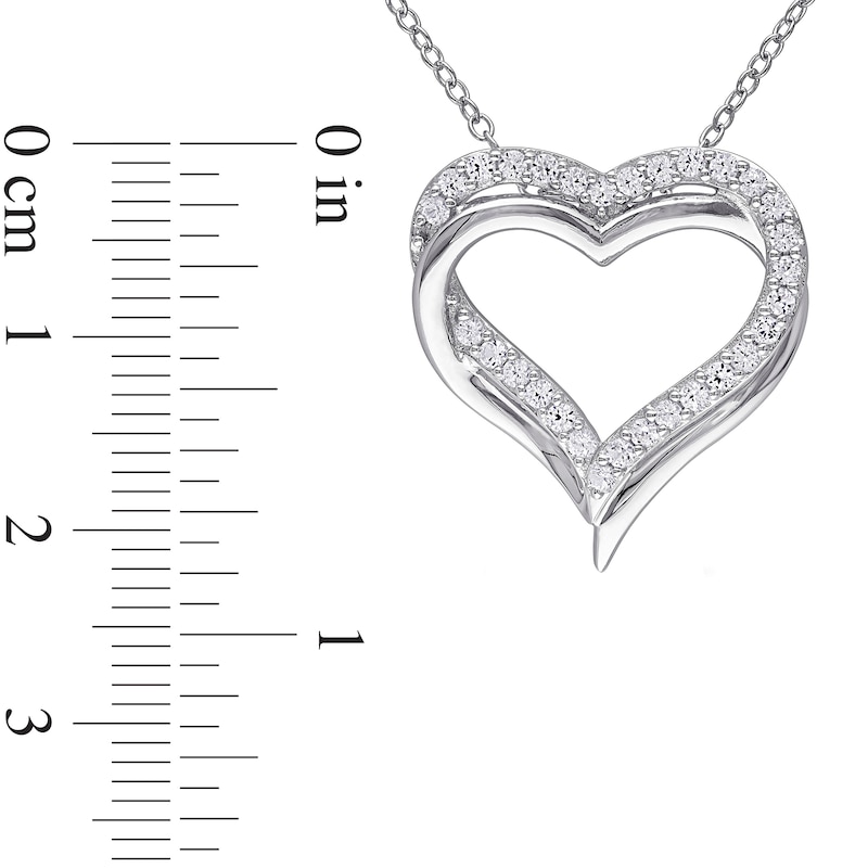 Lab-Created White Sapphire Interlocking Hearts Pendant in Sterling Silver|Peoples Jewellers