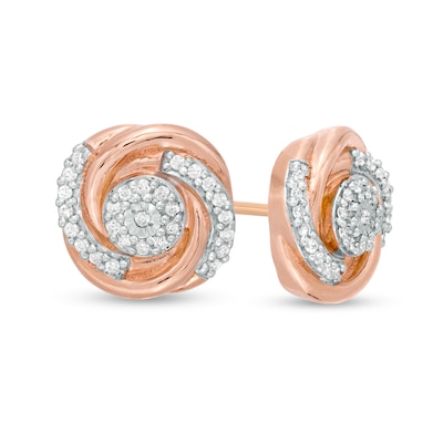 0.145 CT. T.W. Composite Diamond Swirl Stud Earrings in 10K Rose Gold