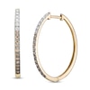 Thumbnail Image 0 of 0.50 CT. T.W. Champagne and White Diamond Oval Hoop Earrings in 10K Gold