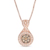 Thumbnail Image 0 of 0.25 CT. T.W. Champagne and White Diamond Frame Pendant in 10K Rose Gold