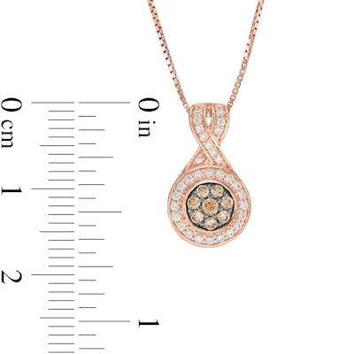 0.25 CT. T.W. Champagne and White Diamond Frame Pendant in 10K Rose Gold