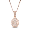 0.32 CT. T.W. Baguette and Round Composite Diamond Oval Frame Pendant in 10K Rose Gold