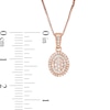 0.32 CT. T.W. Baguette and Round Composite Diamond Oval Frame Pendant in 10K Rose Gold