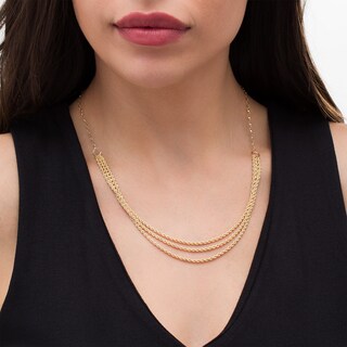 2.2mm Rope Chain Triple Strand Necklace in 14K Gold - 19.5"