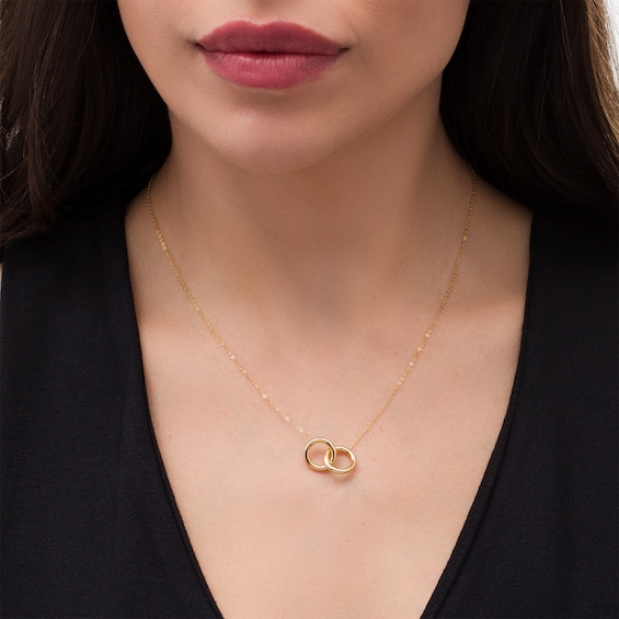 Interlocking Open Circles Necklace in 14K Gold