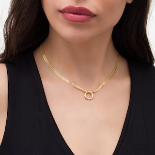 Open Circle Bismark Chain Necklace in 14K Gold - 16.25"