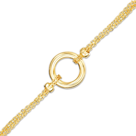 Open Circle Bismark Chain Bracelet in 14K Gold - 7.5"