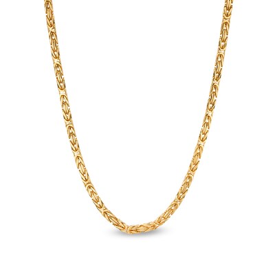 Men's 3.0mm Byzantine Chain Necklace in Solid 14K Gold - 22"