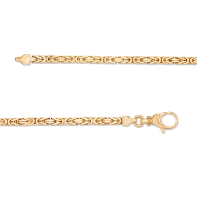 Men's 3.0mm Byzantine Chain Necklace in Solid 14K Gold - 22"