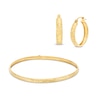 Thumbnail Image 0 of Diamond-Cut Flex Bangle and Hoop Earrings Set in 10K Gold - 7.5"
