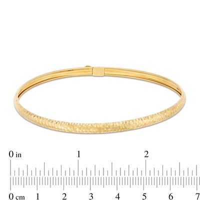 Diamond-Cut Flex Bangle and Hoop Earrings Set in 10K Gold - 7.5"