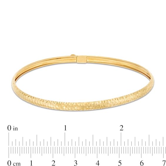 Diamond-Cut Flex Bangle and Hoop Earrings Set in 10K Gold - 7.5"