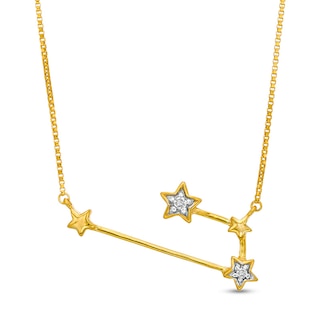 Diamond Accent Aries Constellation Necklace in Sterling Silver with14K Gold Plate