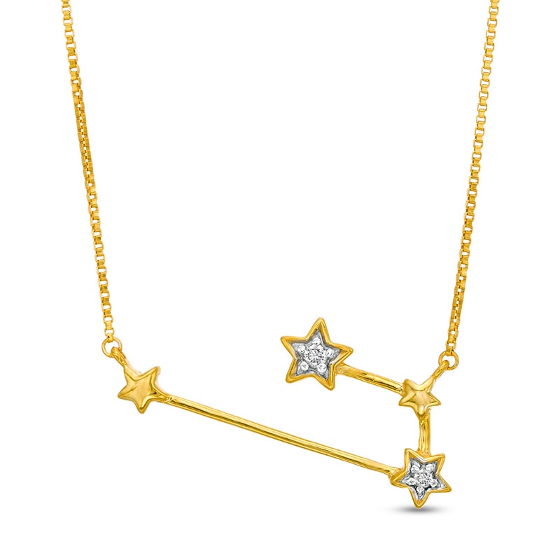 Diamond Accent Aries Constellation Necklace in Sterling Silver with14K Gold Plate|Peoples Jewellers
