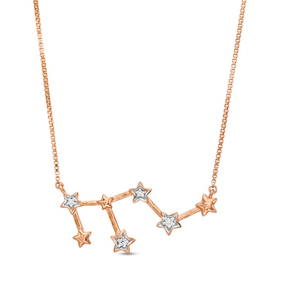 Diamond Accent Leo Constellation Necklace in Sterling Silver with 14K Rose Gold Plate