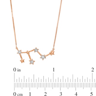 Diamond Accent Leo Constellation Necklace in Sterling Silver with 14K Rose Gold Plate