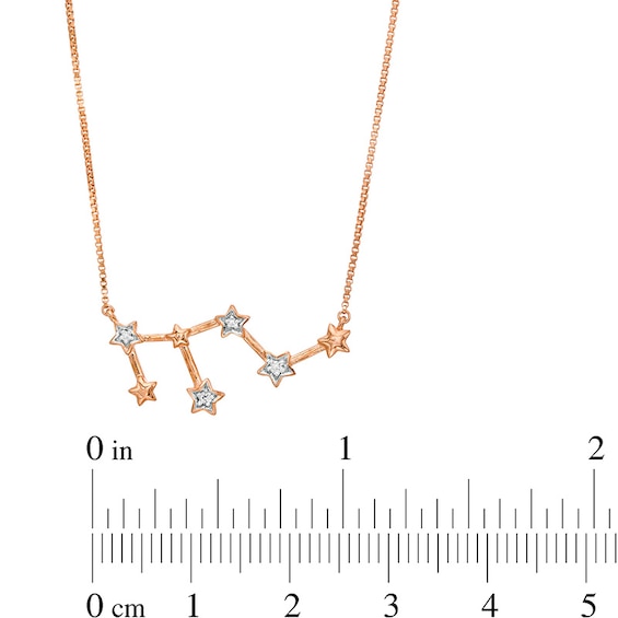 Diamond Accent Leo Constellation Necklace in Sterling Silver with 14K Rose Gold Plate