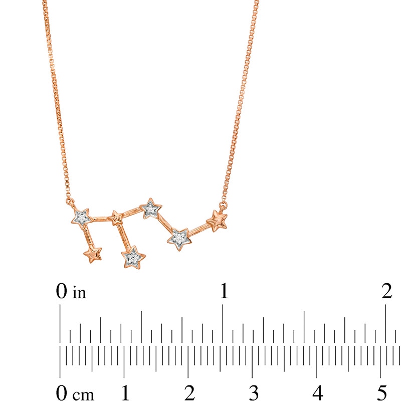 Diamond Accent Leo Constellation Necklace in Sterling Silver with 14K Rose Gold Plate