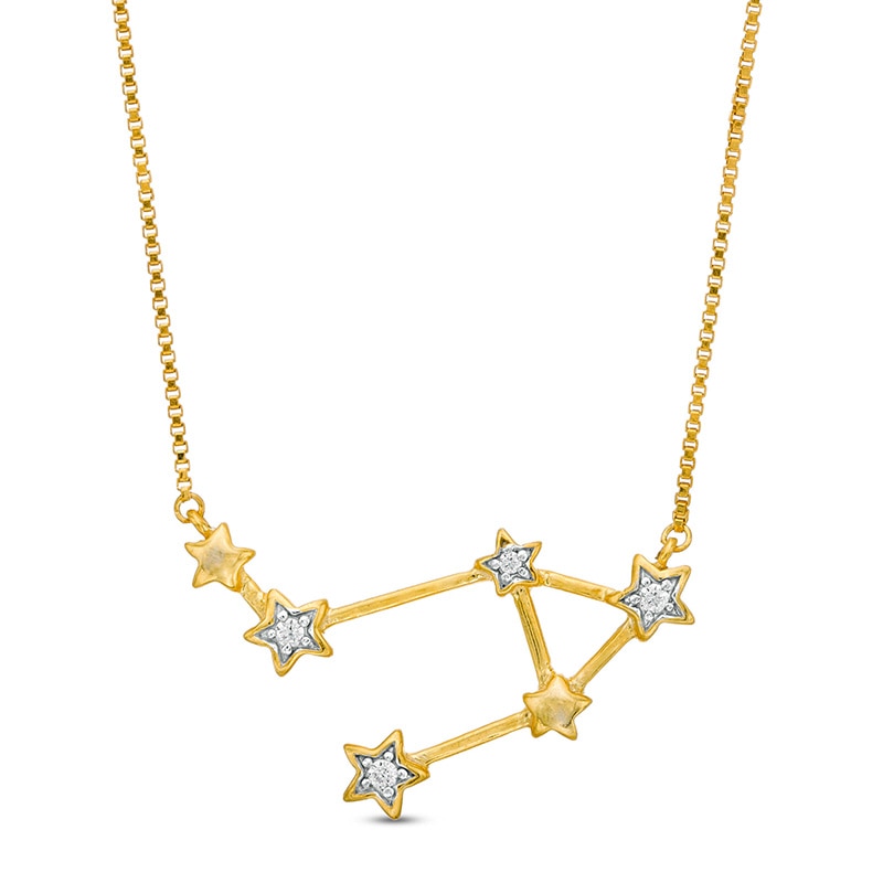 Diamond Accent Libra Constellation Necklace in Sterling Silver with 14K Gold Plate|Peoples Jewellers