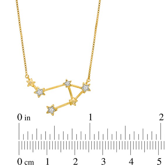 Diamond Accent Libra Constellation Necklace in Sterling Silver with 14K Gold Plate