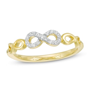 0.066 CT. T.W. Diamond Sideways Infinity Stackable Ring in 10K Gold