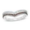 Thumbnail Image 1 of 0.45 CT. T.W. Champagne and White Diamond Chevron Anniversary Band in 10K White Gold