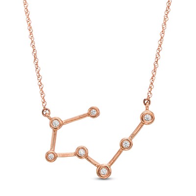 0.04 CT. T.W. Diamond Taurus Constellation Bezel-Set Necklace in 10K Rose Gold