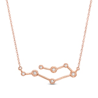 0.04 CT. T.W. Diamond Gemini Constellation Bezel-Set Necklace in 10K Rose Gold