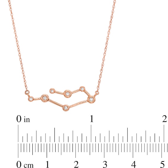 0.04 CT. T.W. Diamond Gemini Constellation Bezel-Set Necklace in 10K Rose Gold