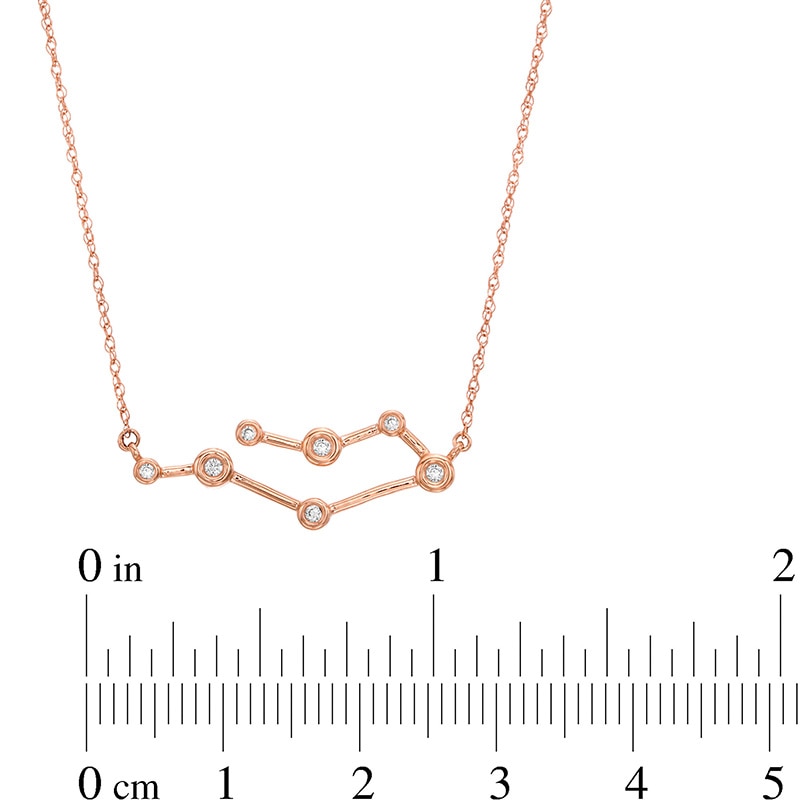 0.04 CT. T.W. Diamond Gemini Constellation Bezel-Set Necklace in 10K Rose Gold