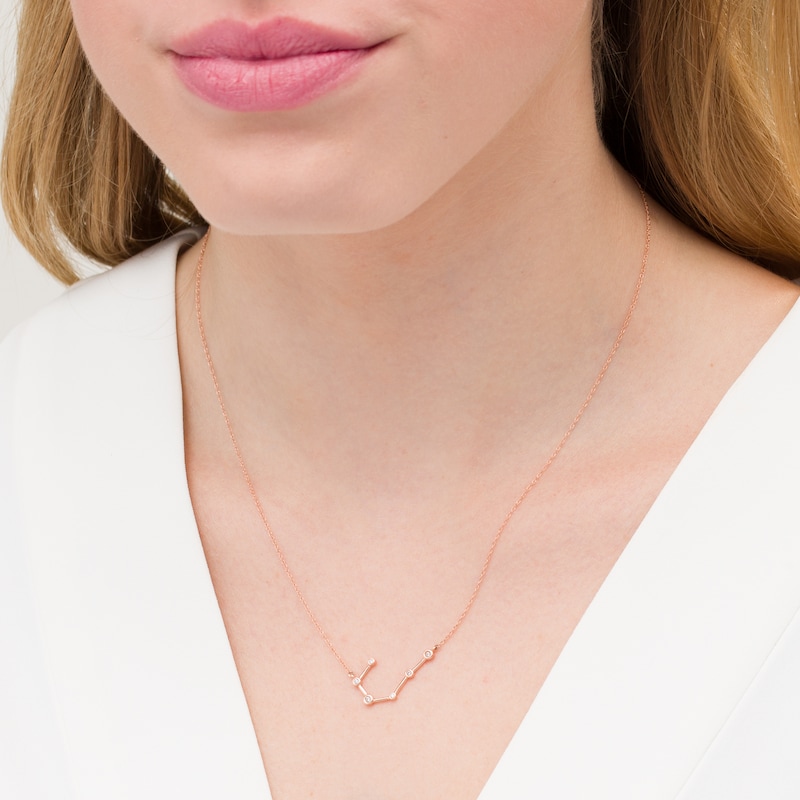0.04 CT. T.W. Diamond Cancer Constellation Bezel-Set Necklace in 10K Rose Gold