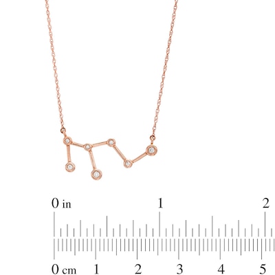 0.04 CT. T.W. Diamond Leo Constellation Bezel-Set Necklace in 10K Rose Gold