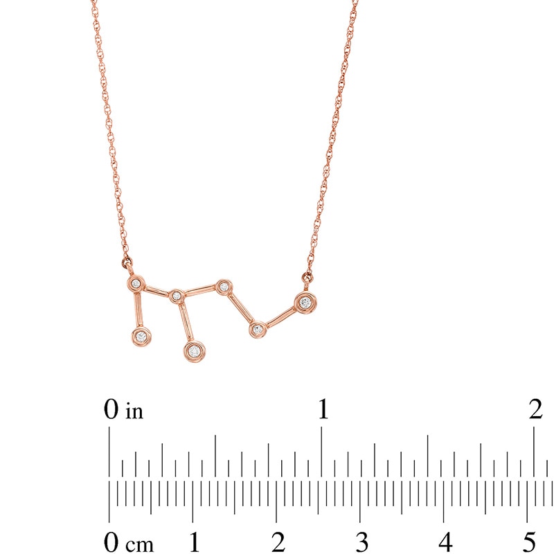 0.04 CT. T.W. Diamond Leo Constellation Bezel-Set Necklace in 10K Rose Gold|Peoples Jewellers