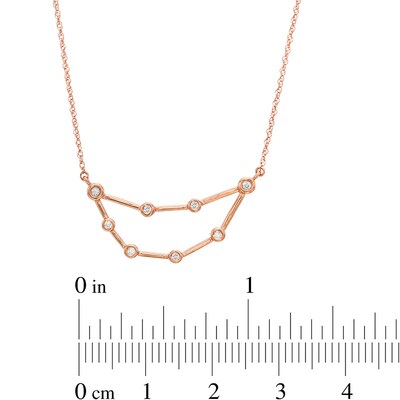 0.04 CT. T.W. Diamond Capricorn Constellation Bezel-Set Necklace in 10K Rose Gold