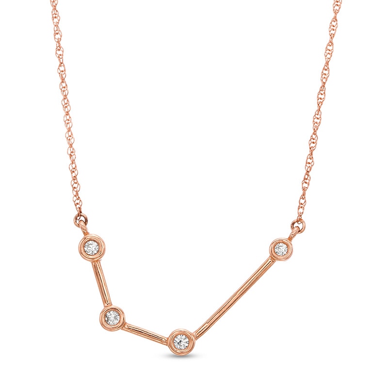 0.04 CT. T.W. Diamond Aquarius Constellation Bezel-Set Necklace in 10K Rose Gold|Peoples Jewellers
