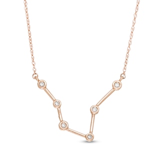 0.04 CT. T.W. Diamond Pisces Constellation Bezel-Set Necklace in 10K Rose Gold