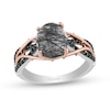 Enchanted Disney Villains Maleficent Black Quartz and 0.145 CT. T.W. Diamond Ring in Sterling Silver and 10K Rose Gold