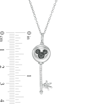 Mickey Mouse & Minnie Mouse 0.085 CT. T.W. Enhanced Black and White Diamond Key Pendant in Sterling Silver - 19"