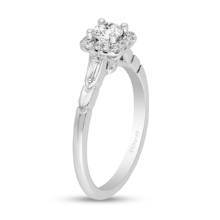 Enchanted Disney Elsa 0.58 CT. T.W. Diamond Cushion Frame Engagement Ring in 14K White Gold