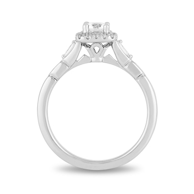 Enchanted Disney Elsa 0.58 CT. T.W. Diamond Cushion Frame Engagement Ring in 14K White Gold