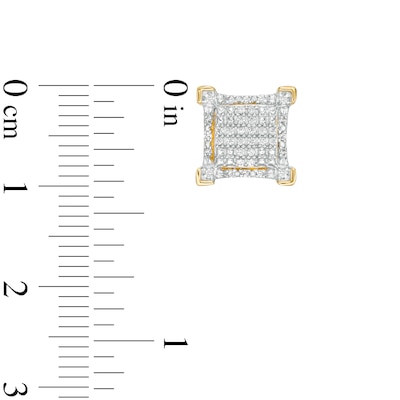 Men's 0.18 CT. T.W. Square Composite Diamond Gothic-Style Frame Stud Earrings in 10K Gold