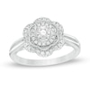 Thumbnail Image 0 of 0.30 CT. T.W. Diamond Flower Frame Vintage-Style Engagement Ring in 14K White Gold