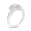 0.30 CT. T.W. Diamond Flower Frame Vintage-Style Engagement Ring in 14K White Gold