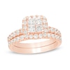 1.50 CT. T.W. Quad Princess-Cut Diamond Frame Bridal Set in 14K Rose Gold