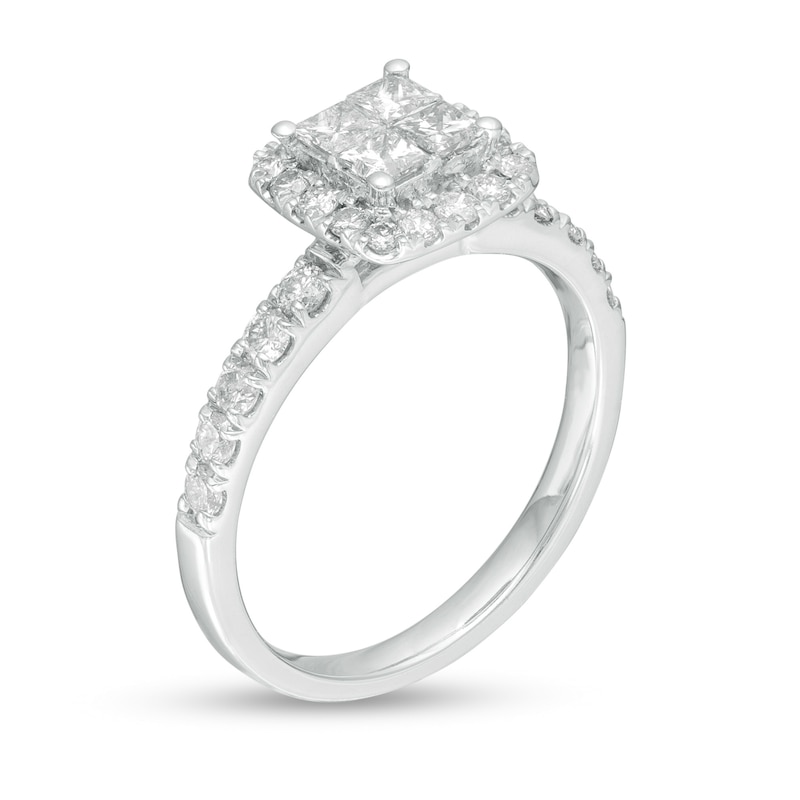 1.00 CT. T.W. Quad Princess-Cut Diamond Frame Engagement Ring in 14K White Gold