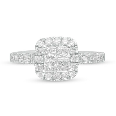 1.00 CT. T.W. Quad Princess-Cut Diamond Frame Engagement Ring in 14K White Gold